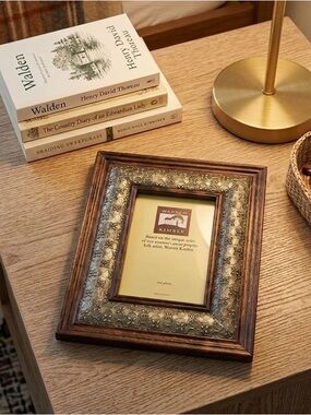 Warren Kimble Wood & Embossed Metal Folk Art Picture Frame 4x6 Photo